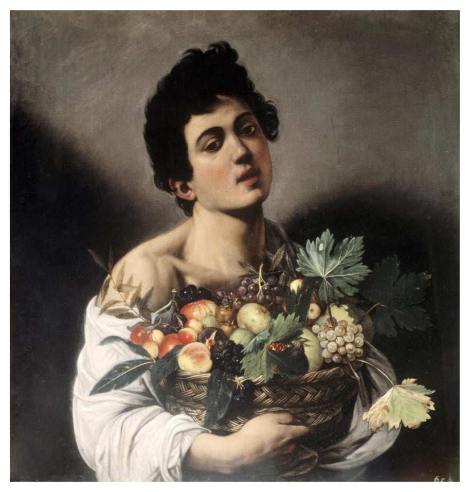"Young Boy with Basketful of Fruit" Digital Paper Print by Caravaggio, 23"x24"