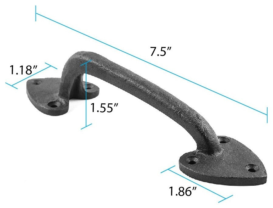 4 Door Pulls Black Wrought Iron Heart Shaped Set of 4 |