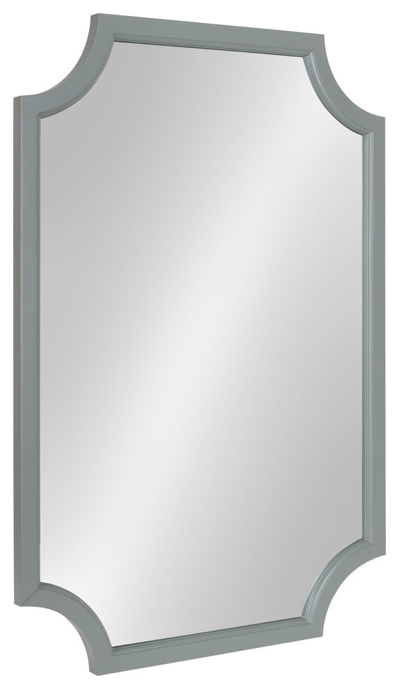 Kate and Laurel, Hogan Wood Framed Mirror With Scallop Corners, 24 x 36", Grey