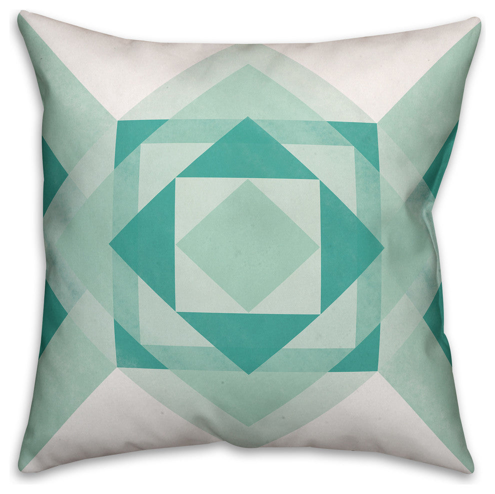 Turquoise Geometric Throw Pillow, 16"x16", Cover, Pillow Insert