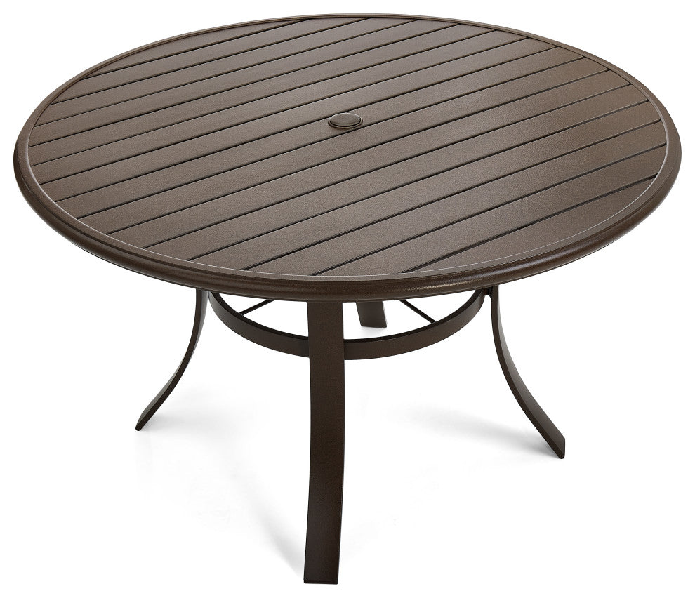 Slat Top 48" Round Dining Table, Java