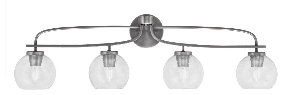 Cavella 4 Light Bath Bar, Graphite Finish, 5.75" Clear Bubble Glass