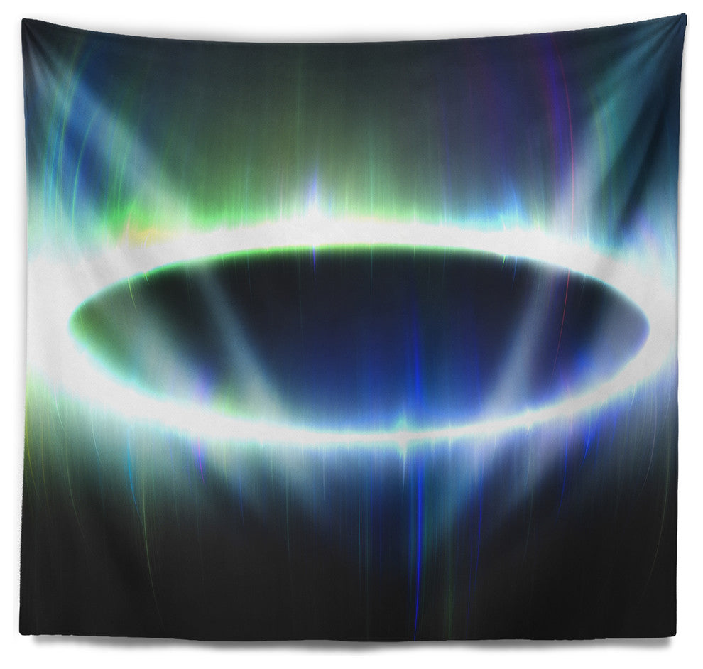 Large Blue Oval Fractal Light Abstract Wall Tapestry, 60"x50"