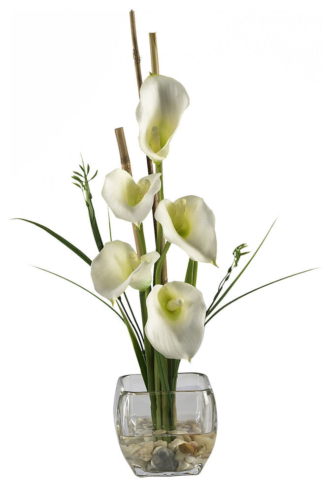 Calla Lilly Liquid Illusion Silk Flower Arrangement, Cream