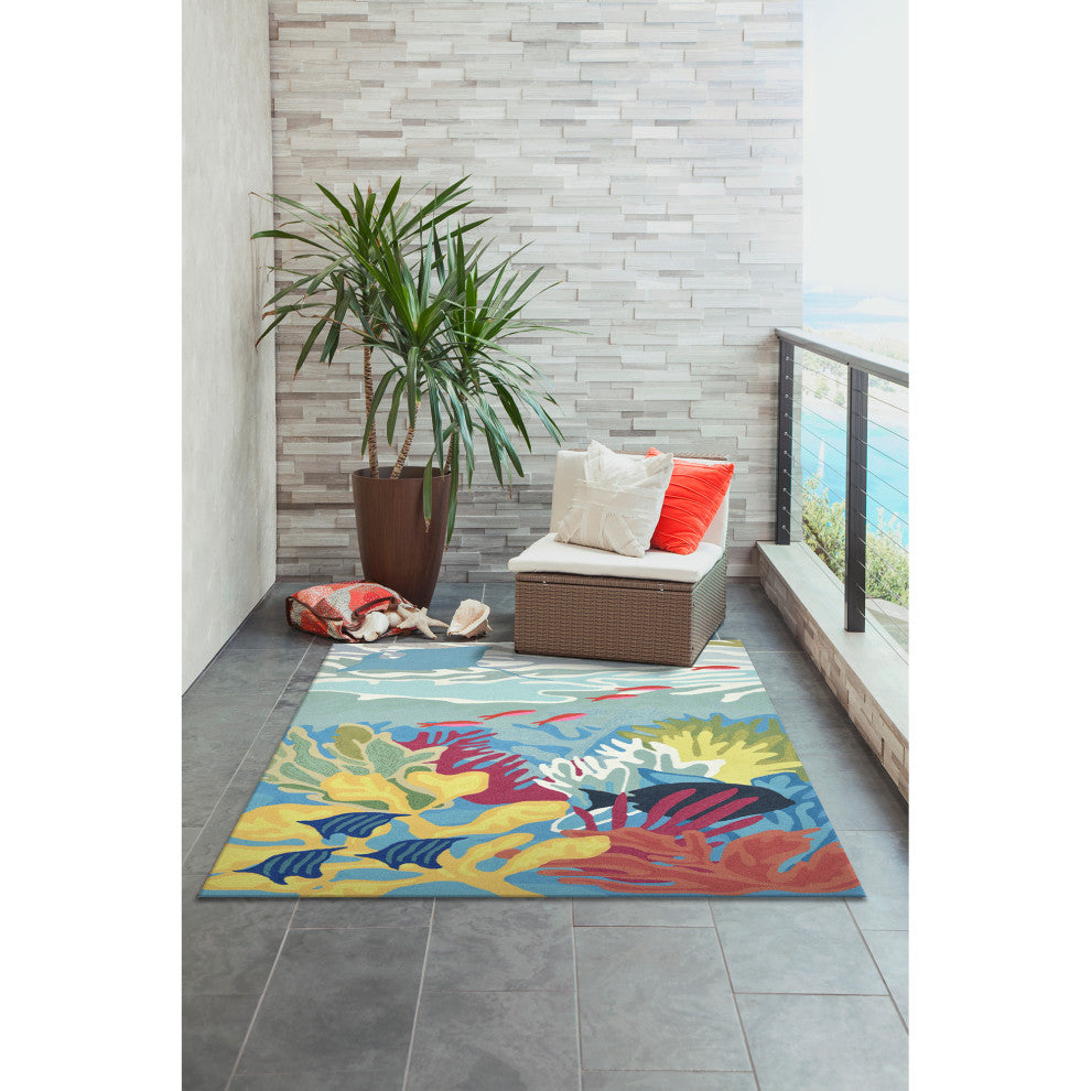 Ravella Ocean View Indoor/Outdoor Rug Blue, Blue, 7'6"x9'6"