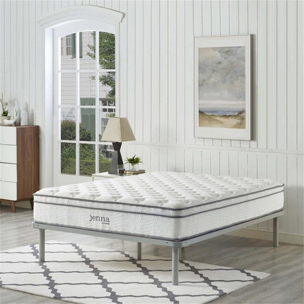 Pemberly Row 10" Modern Innerspring and Foam Full Mattress in White