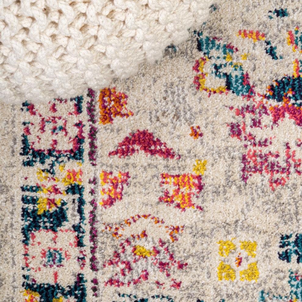 Modern Persian Boho Floral Beige/Multi 4 ft. x 6 ft. Area Rug