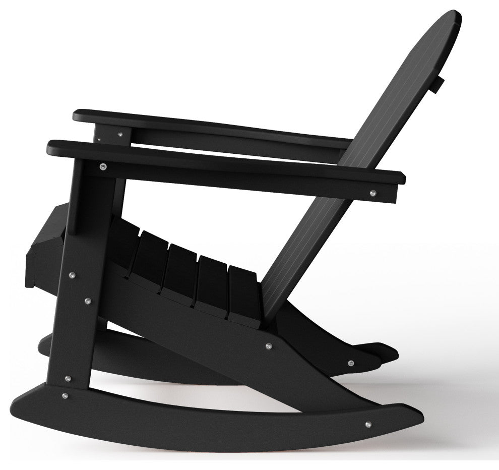 WestinTrends Outdoor Patio Adirondack Rocking Chair Lounger, Porch Rocker, Black