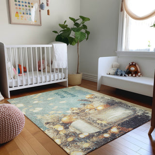 Addison Premium Washable Mayfield AMF214 Blue 8' x 10' Rug