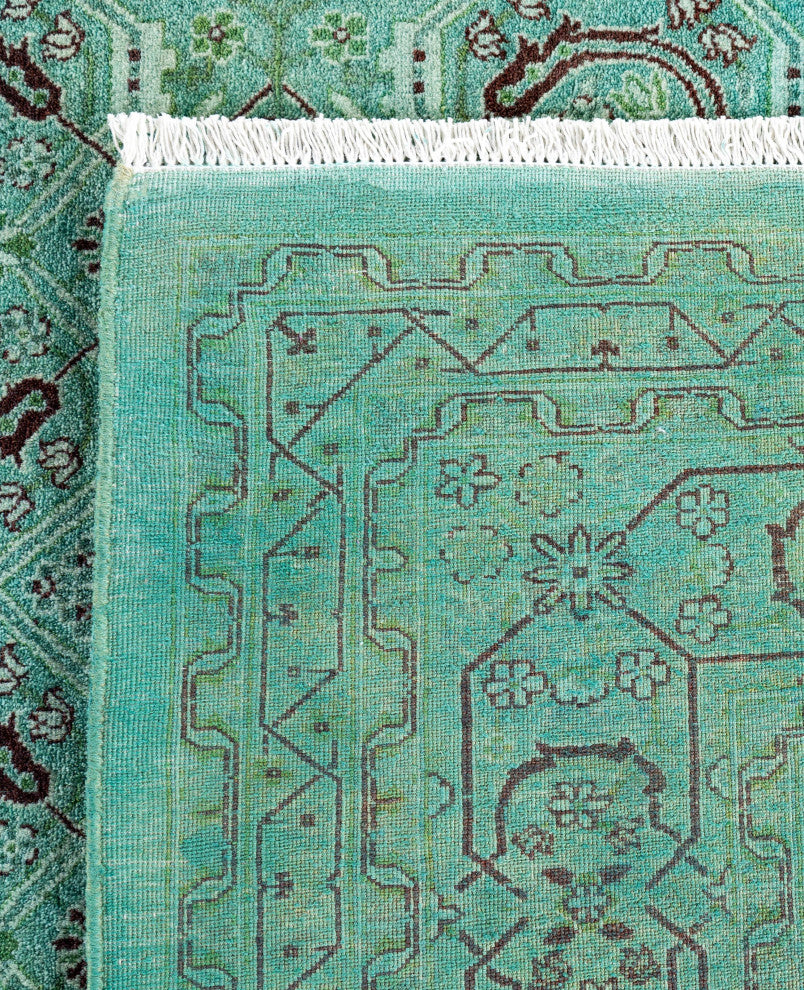 Overdyed One-of-a-Kind Hand-Knotted Area Rug Green, 6' 2" x 9' 1"