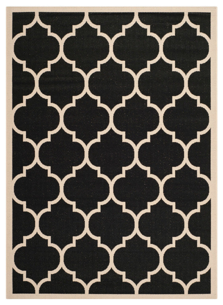 Safavieh Courtyard Cy6914-266 Black, Beige Area Rug, 6'7" X 9'6"