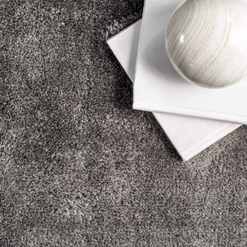 nuLOOM Loni Solid Machine Washable Shag Area Rug, Dark Grey, 2'x3'