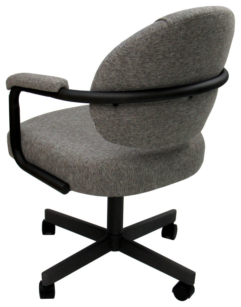 Set of 4, M-70 Swivel Tilt Dining Caster Chairs, Mojave Gray on Black Chairs