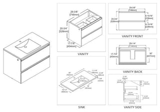 Jena 30"Vanity With Ceramic Sink Light Grey