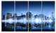 "Night New York City Mirrored" Cityscape Artwork Canvas, 4 Panels, 48"x28"