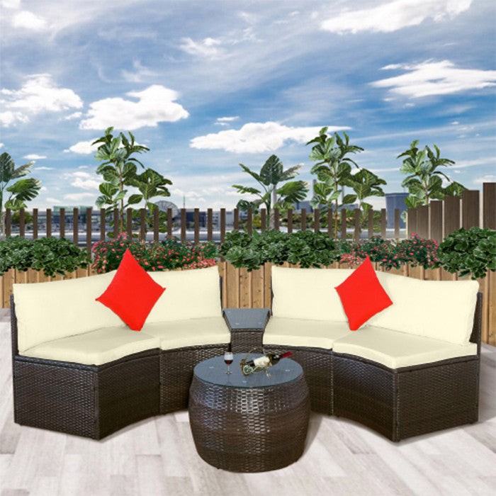 4 Piece Patio Furniture Sets Outdoor Wicker Sofa Set