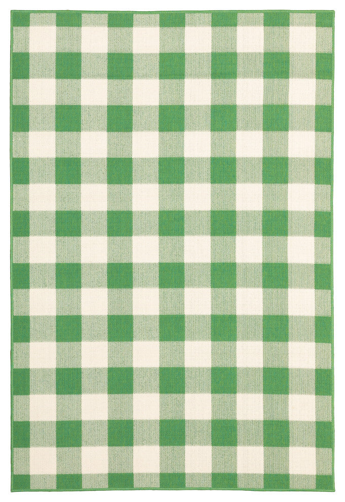 Oriental Weavers Meridian Green/ Ivory Geometric Indoor/Outdoor Rug 3'7"X5'6"