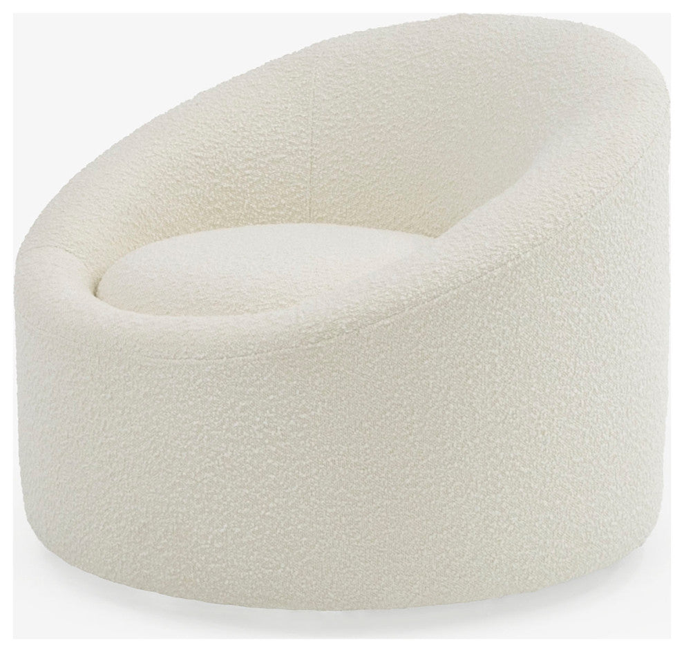 Modrest Frontier Glam White Fabric Accent Chair