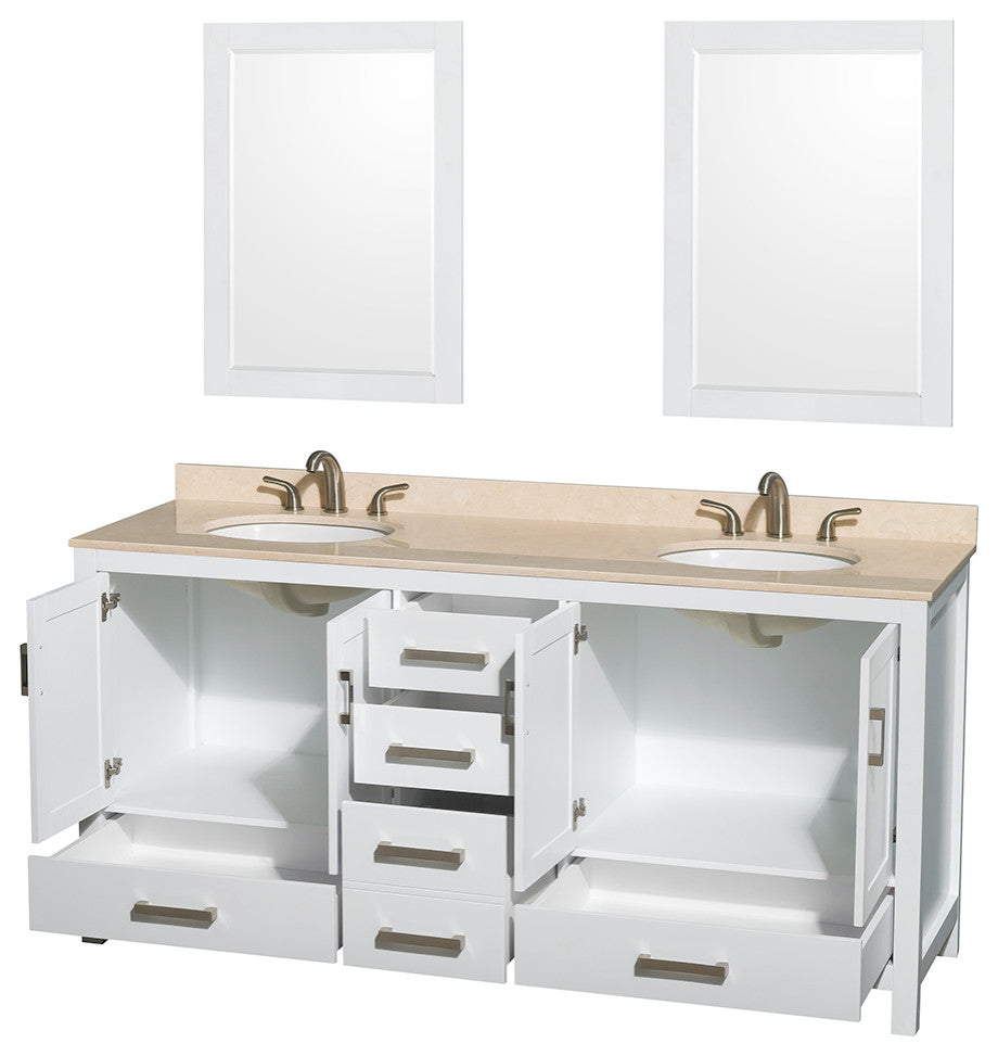 Wyndham WCS141472DWHIVUNOM24 72 Inch Double Bathroom Vanity in White