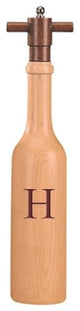 Wine Bottle Maple Wood Pepper Grinder, Custom Personalized Initial,  "H"