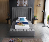 Kiki Velvet Bed, Gray, Twin