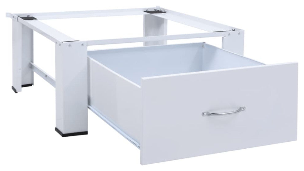vidaXL Double Washing and Drying Machine Pedestal Washer and Dryer Stand White, 220.5 Lb With Drawer