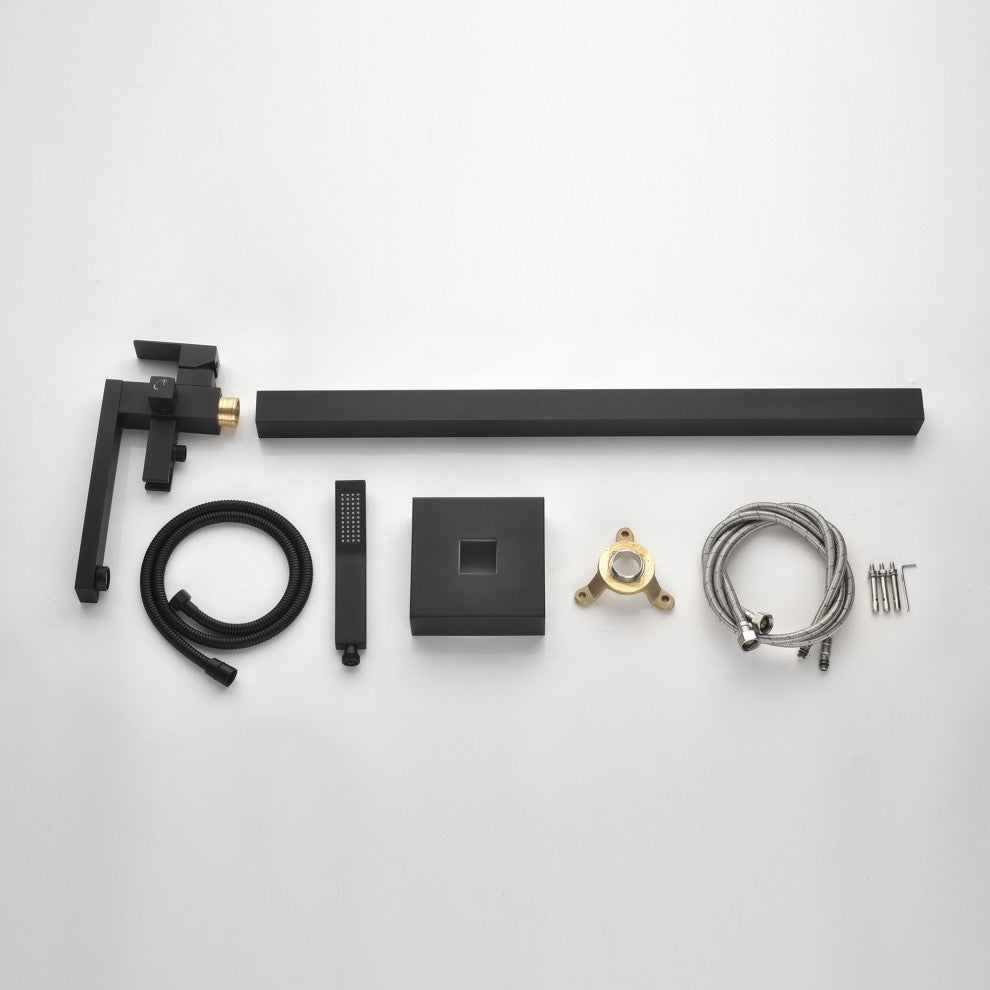 Freestanding Tub Shower Claw Foot Faucet With Handheld Spout, Matte Black