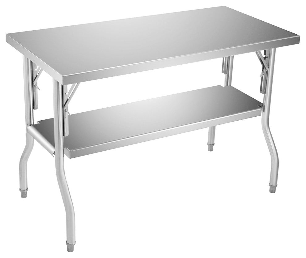 48x30 Inch Folding Prep Table Stainless Steel Worktable Kitchen Workstation