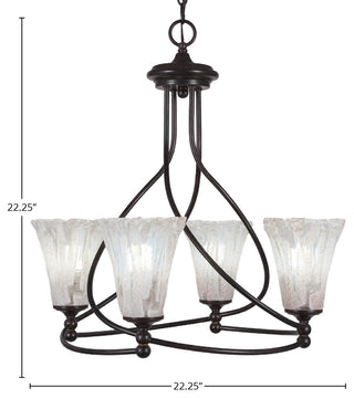Capri 4-Light Chandelier, Dark Granite/Fluted Italian Ice