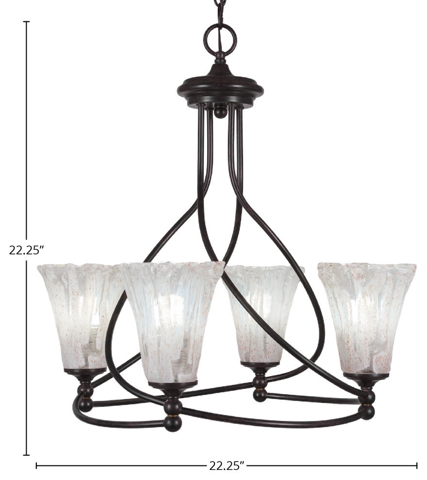 Capri 4-Light Chandelier, Dark Granite/Fluted Italian Ice