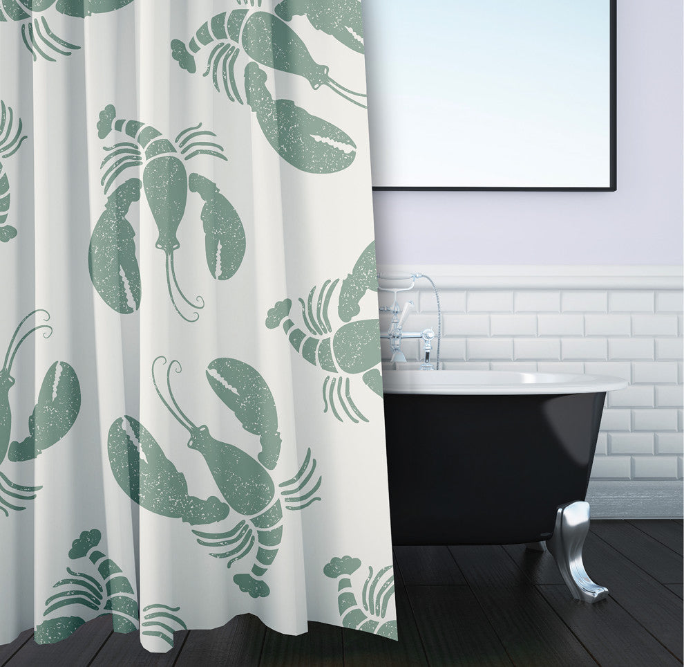 Lobster Fest Sage 70" w x 73" h Shower Curtain