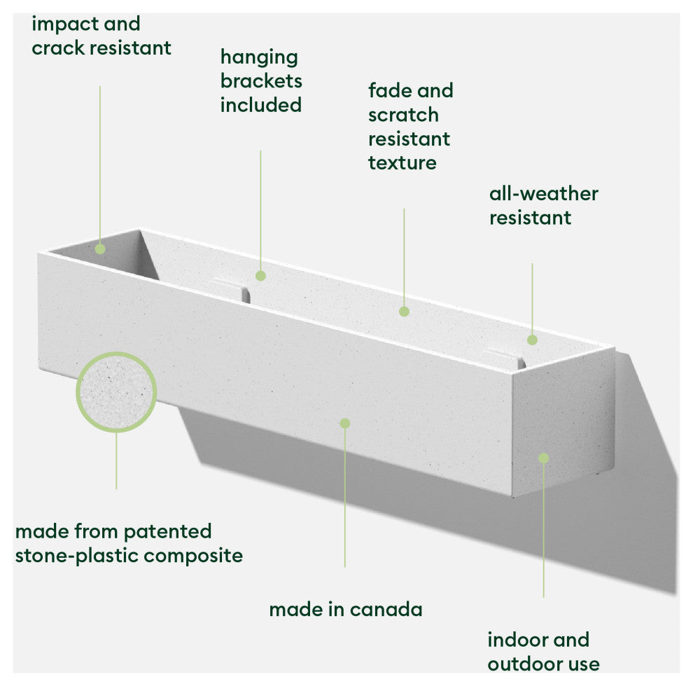 Veadek Geo Series Hanging Planter, White, 16", 2 Pack