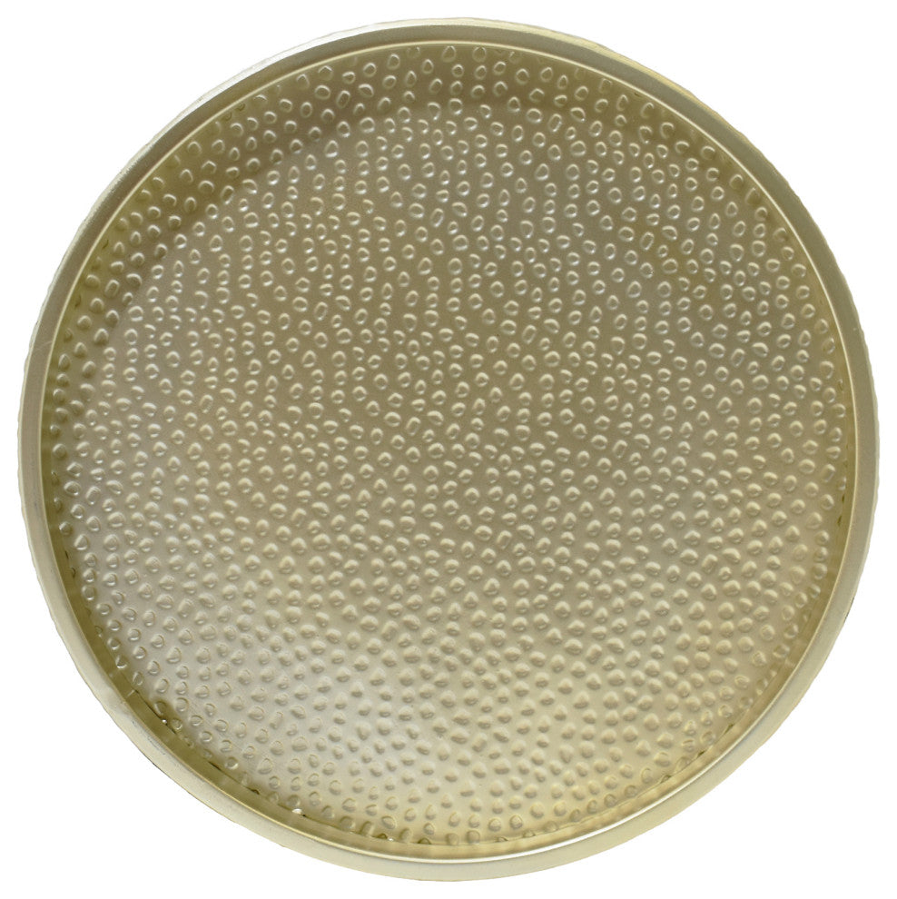 Kaylee Modern Round Hammered Iron Accent Table, 2 Pack, Silver, Gold