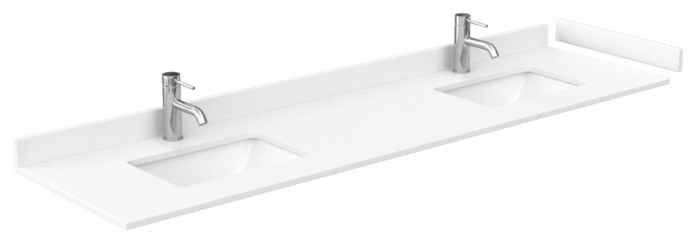 80"DBL Bath Vanity, White, White Cult. Marble Countertop, Sinks, Gold Trim