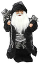 16" Standing Santa Claus in Silver and Black with Gifts Christmas Figure
