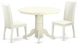 3 Pc Shelton Set, One Round Dinette Table, Two Dinette Chairs,Linen White