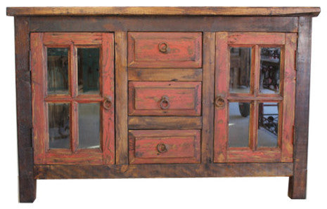 San Marcial Rustic Reclaimed Wood Bathroom Vanity, 55"x22"x36"