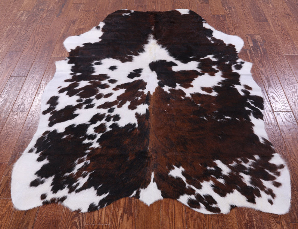 6' 7" X 5' 1" Tricolor Natural Cowhide Rug C1975