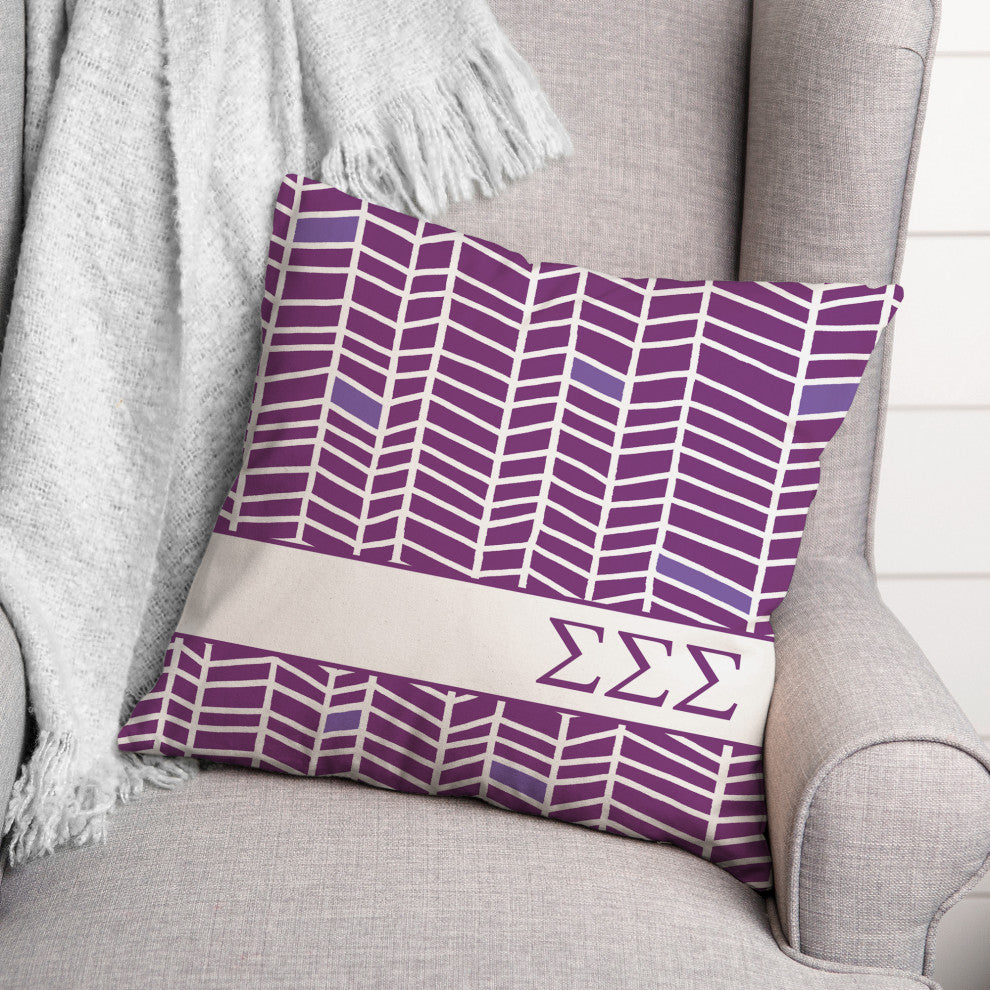 Sigma Sigma Sigma Chevron Pattern 18x18 Pillow