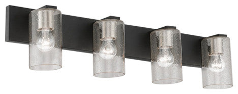 Zurich 4 Light Black With Brushed Nickel Accents Large Vanity Sconce