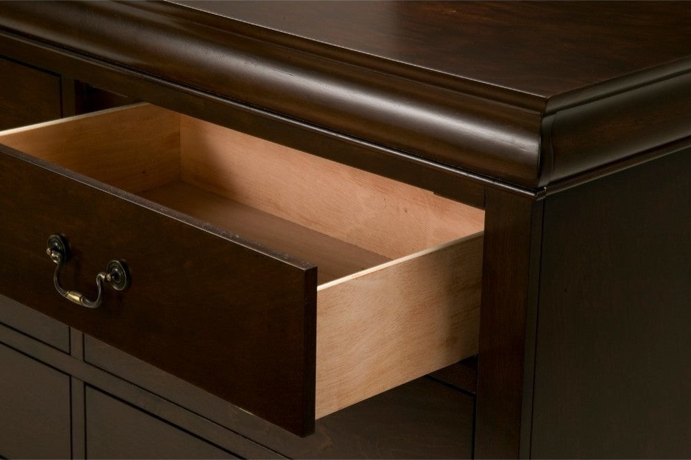 Rubberwood 6 Drawer Dresser With Antique Handles Brown