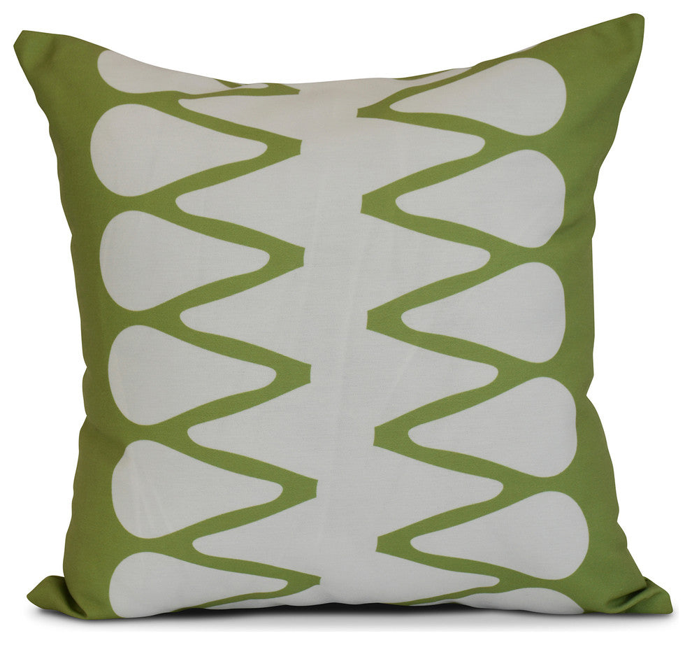 Green Zipped, Geometric Print Pillow, 26"x26"