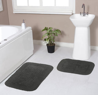 Radiant Collection Bath Rug Set, Machine Wash, 2-Piece Set, Gray