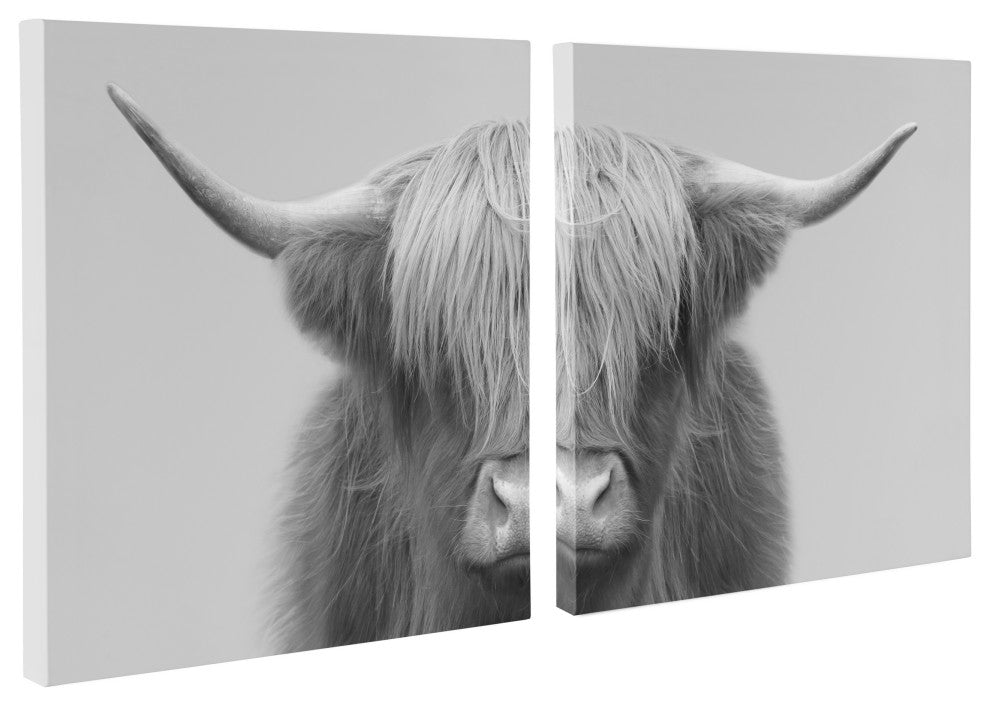 Hey Dude Cow Gray Canvas by The Creative Bunch Studio, Assorted 2 Piece 20x20