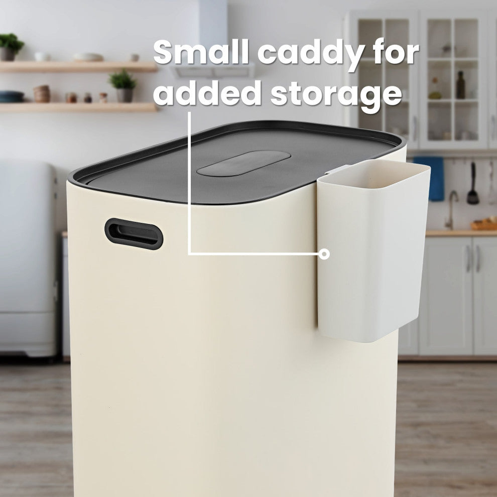 Kitchen 16-Gallon Double-Bucket Step Trash Can With Odor Filter and Lid Support