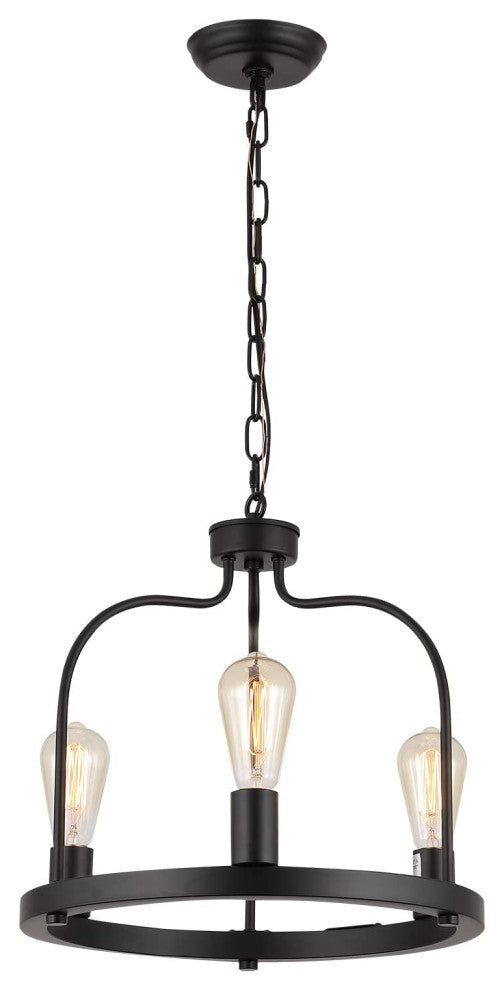 3 Light Industrial Pendant Lighting Farmhouse Black Chandelier
