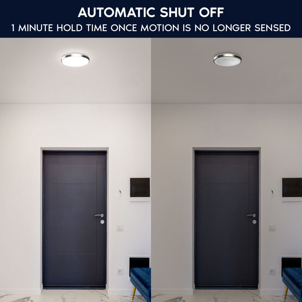 Luxrite Motion Sensor LED Flush Mount Light 11 Inch 5CCT 16W 1200LM