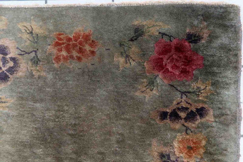 Handmade Antique Art Deco Chinese Rug 2.9'x4.7', 90cmx145cm, 1920s