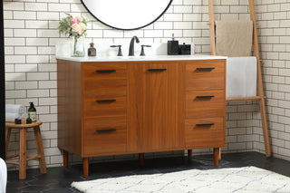 Home Living Modern Natural Oak-Light Bathroom Vanity, Teak, 48"