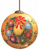 Holly and Wreath With Colorful Balls Hand Painted Mouth Blown Glass Ornament